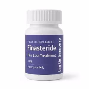 Prescription bottle of Finasteride tablets for oral hair loss treatment