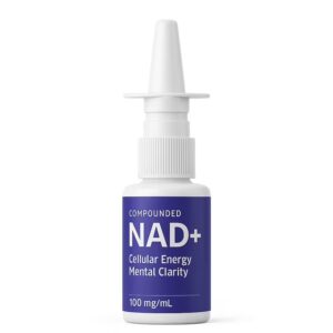 Bottle of compounded NAD+ Nasal Spray for cellular health and focus