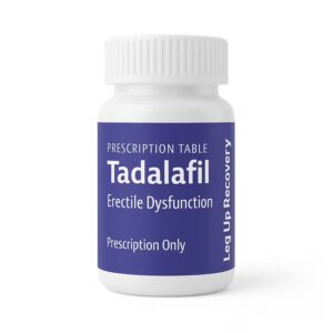 Bottle of prescription Generic Tadalafil tablets for erectile dysfunction