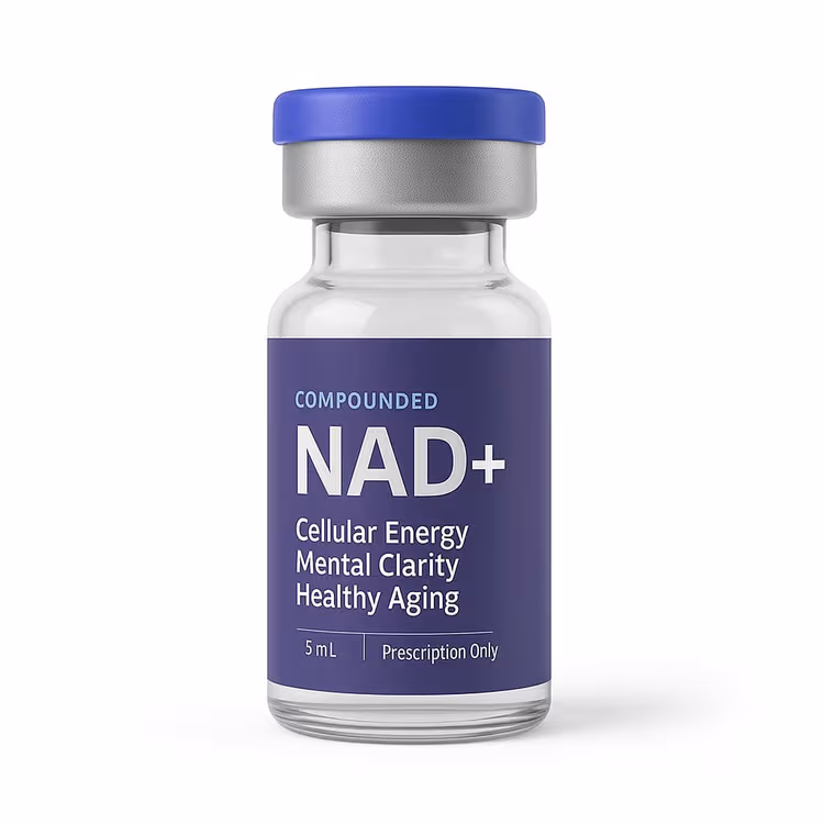 Vial of prescription Injectable NAD+ for cellular energy and aging